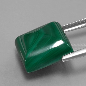 Malaquita verde natural de 12,37 ct, cuadrado, opaco
