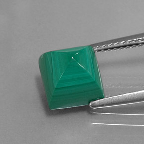 Malaquita verde natural de 4,51 ct, cuadrado, opaco