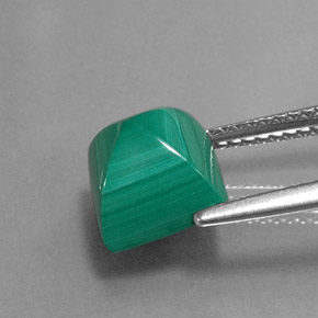 Malaquita verde natural de 4,51 ct, cuadrado, opaco