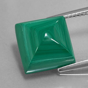Malaquita verde natural de 11,21 ct, cuadrado, opaco