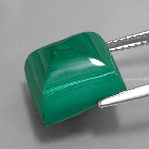 Malaquita verde natural de 11,21 ct, cuadrado, opaco