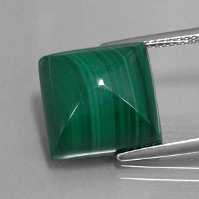 Malaquita verde natural de 15,43 ct, cuadrado, opaco