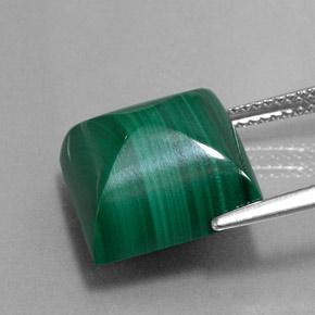 Malaquita verde natural de 15,43 ct, cuadrado, opaco