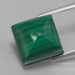 Malaquita verde natural de 15,78 ct, cuadrado, opaco
