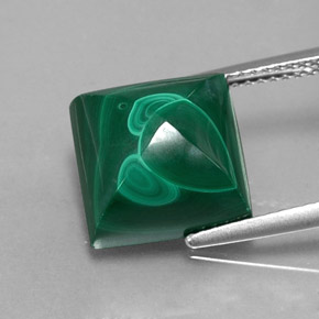 Malaquita verde natural de 11,07 ct, cuadrado, opaco