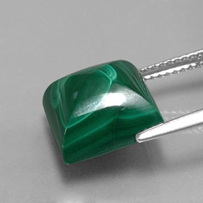 Malaquita verde natural de 11,07 ct, cuadrado, opaco