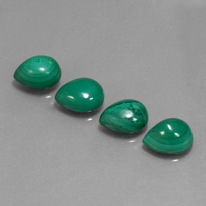 Gemas de malaquita verde natural de  ct, en forma de pera, opaco