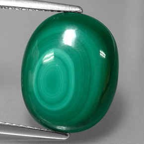 Malaquita Verde multicolor natural de 10.63 ct, Corte Óvalo, Opaco