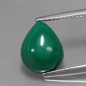 Malaquita verde natural de 4,09 ct, en forma de pera, opaco