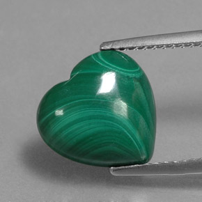 Malaquita verde natural de 5,72 ct, forma de corazón, opaco