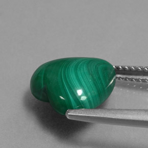 Malaquita verde natural de 5,72 ct, forma de corazón, opaco