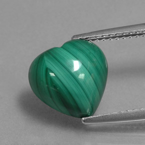 Malaquita verde natural de 5,81 ct, forma de corazón, opaco