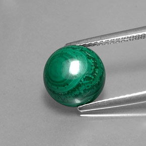 Malaquita verde natural de 5,27 ct, corte redondo, opaco