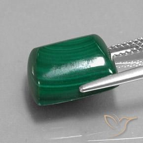 Malaquita Verde medio natural de 11.84 ct, Corte Baguette, Opaco