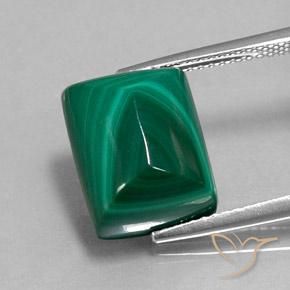 Malaquita Verde medio natural de 13.54 ct, Corte Baguette, Opaco