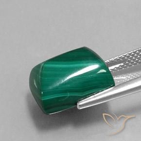 Malaquita Verde medio natural de 13.54 ct, Corte Baguette, Opaco