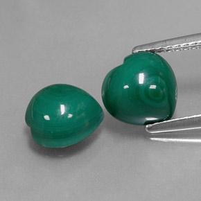 Gemas de Malaquita Verde multicolor natural de  ct, Forma de corazón, Opaco