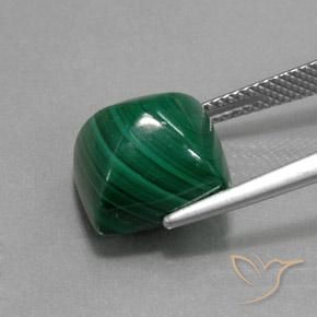 Malaquita Verde pino natural de 11.53 ct, Corte Baguette, Opaco