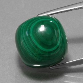 Malaquita verde natural de 15,44 ct, corte cojín, opaco