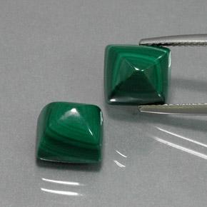 Gemas de malaquita verde natural de 13,98 ct, cuadrado, opaco