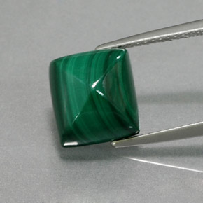 Malaquita verde natural de 7,56 ct, baguette, opaco