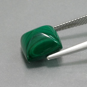 Malaquita verde natural de 7,56 ct, baguette, opaco