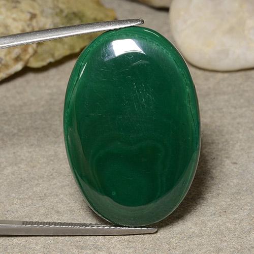 Malaquita Verde medio natural de 39.90 ct, Corte Óvalo, Opaco