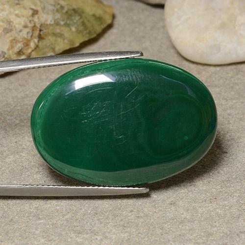Malaquita Verde medio natural de 39.90 ct, Corte Óvalo, Opaco