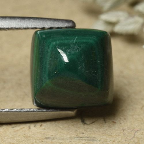6.82ct Natural Verde pino Malaquita, Cuadrado, Opaco