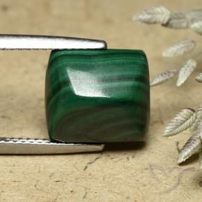 Malaquita Verde medio natural de 8.76 ct, Corte Baguette, Opaco