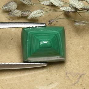 Malaquita Verde cálido natural de 8.18 ct, Corte Baguette, Opaco