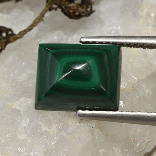 6.17ct Natural Verde medio Malaquita, Corte Baguette, Opaco