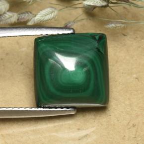 Malaquita verde natural de 8,08 ct, cuadrado, opaco