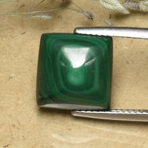 Malaquita verde natural de 8,08 ct, cuadrado, opaco