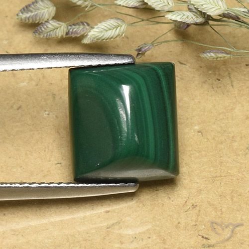 Malaquita Verde natural de 8.74 ct, Corte Baguette, Opaco
