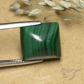 Malaquita Verde medio natural de 13.91 ct, Corte Baguette, Opaco
