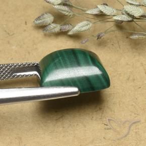 Malaquita Verde medio natural de 13.91 ct, Corte Baguette, Opaco