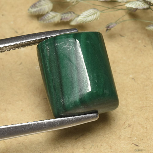 Malaquita verde natural de 12,75 ct, baguette, opaco