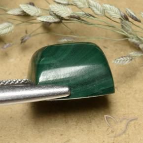 Malaquita Verde medio natural de 20.38 ct, Corte Baguette, Opaco