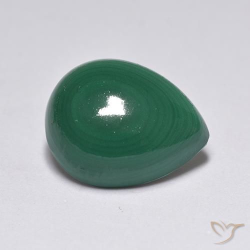 Malaquita Verde medio natural de 3.26 ct, En forma de pera, Opaco
