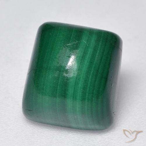 3.82ct Natural Verde medio Malaquita, Forma Cojín, Opaco