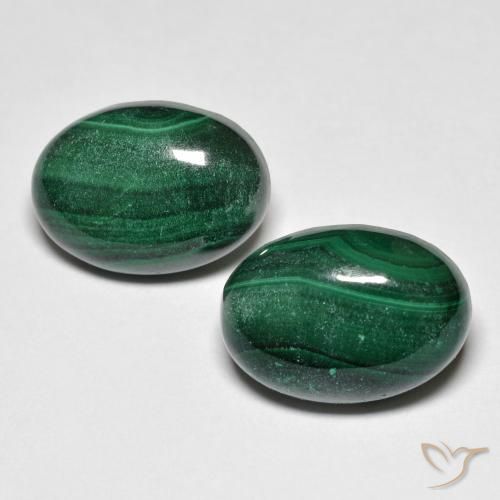 15.96ctw Natural Verde oscuro Malaquita, Ovalada, Opaco