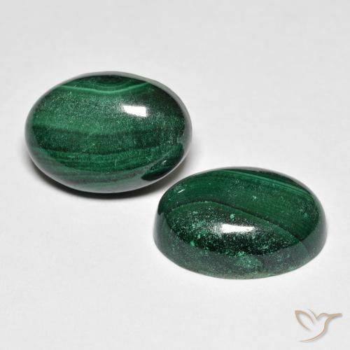 Gemas de Malaquita Verde oscuro natural de 15.96 ct, Ovalada, Opaco