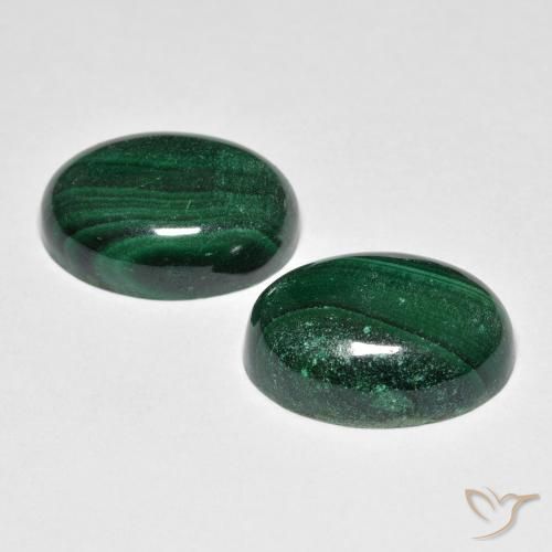 Gemas de Malaquita Verde oscuro natural de 15.96 ct, Ovalada, Opaco