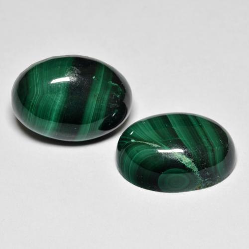 Gemas de malaquita verde natural de 17,39 ct, corte óvalo, opaco