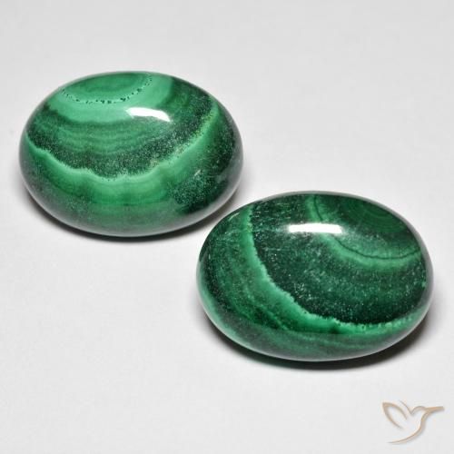 Gemas de malaquita verde natural de 28,50 ct, corte óvalo, opaco