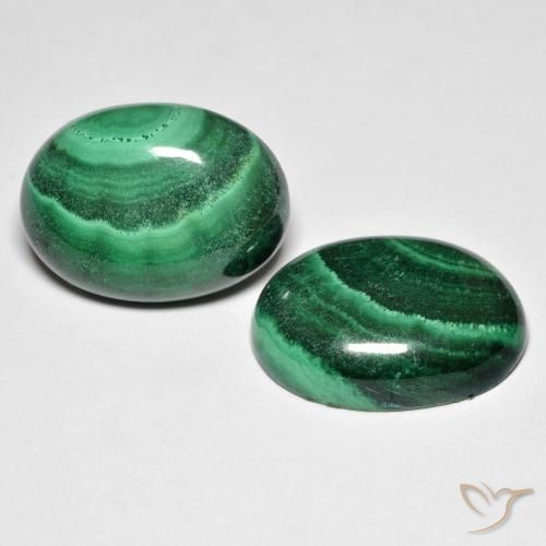 Gemas de malaquita verde natural de 28,50 ct, corte óvalo, opaco