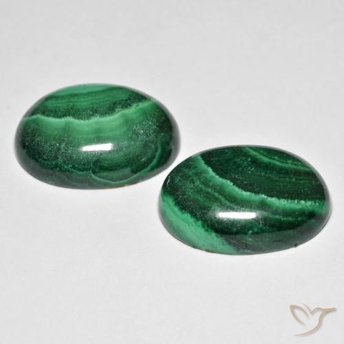 Gemas de malaquita verde natural de 28,50 ct, corte óvalo, opaco