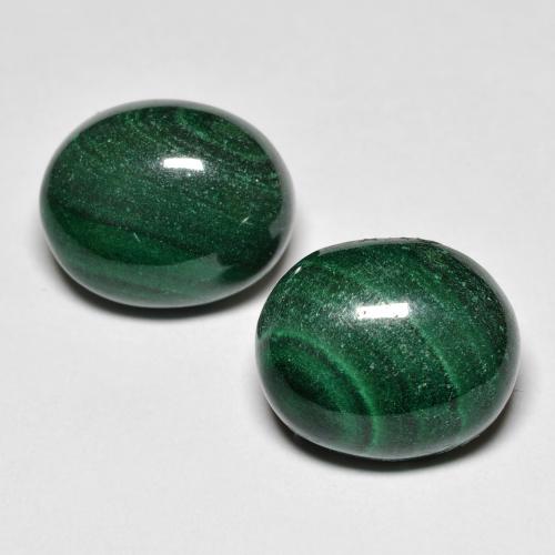 Gemas de Malaquita Verde oscuro natural de 13.95 ct, Corte Óvalo, Opaco