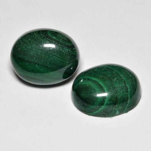 Gemas de Malaquita Verde oscuro natural de 13.95 ct, Corte Óvalo, Opaco